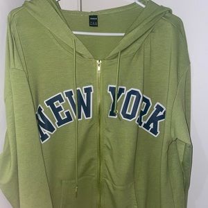 Oversized Shein New York Zip Up Hoodie